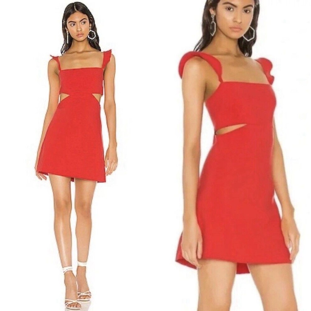 Likely Stella Cutout Mini Dress Size 6 Orange Red Cocktail Party Revolve